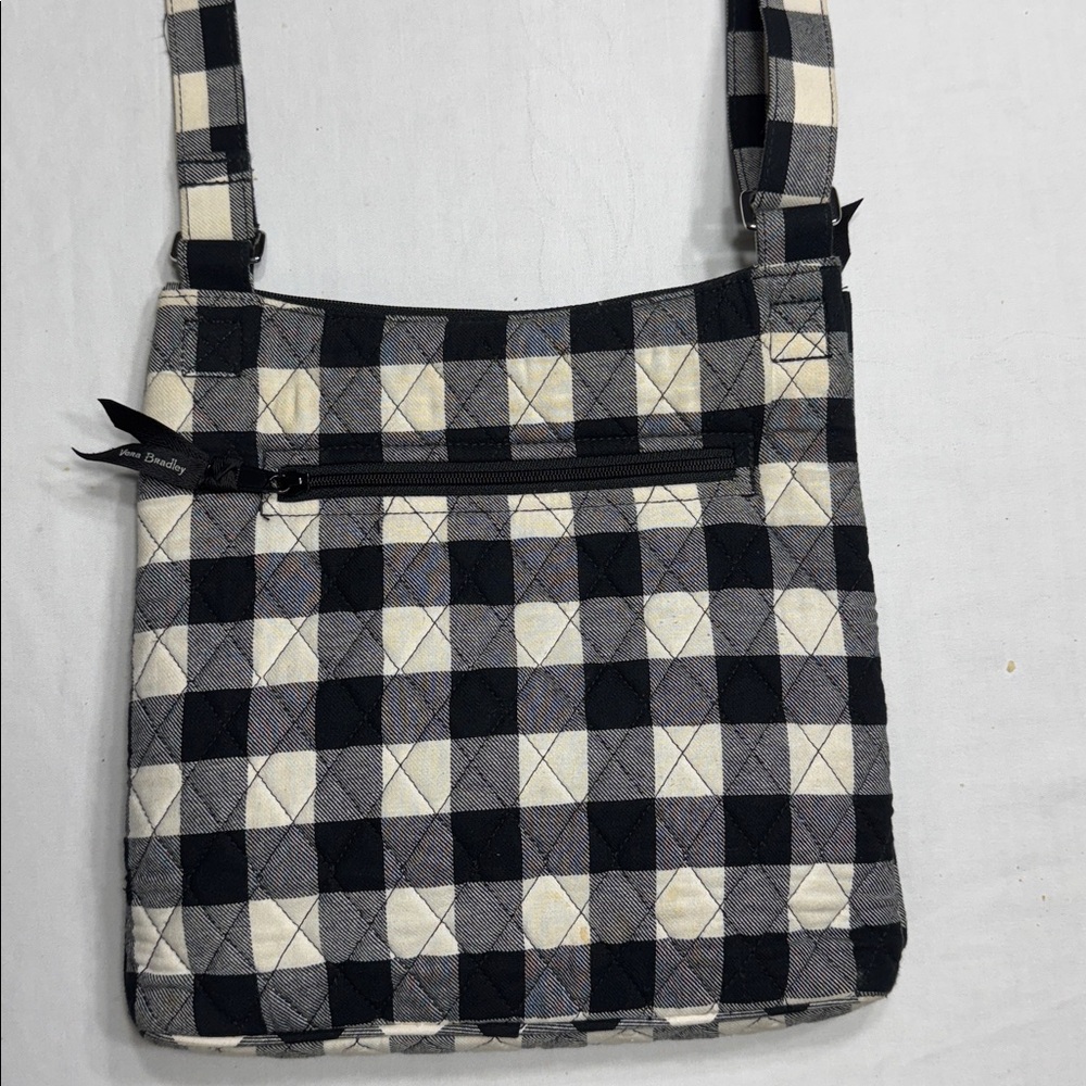 Vera Bradley black & cream Pearl Buffalo black & cream check crossbody purse. - Picture 2 of 6